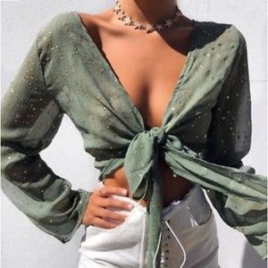 Shine bright Cropped tie blouse